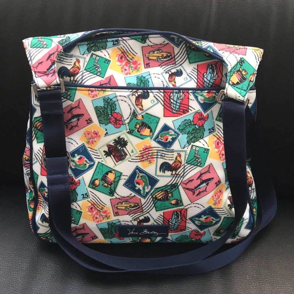 Vera Bradley Multicolor Postage Stamp Print Crossbody Bag